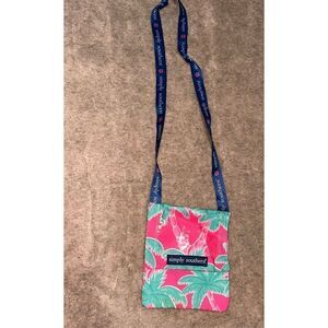 Super cute! Simply Southern Pink Green Crossbody Bag Purse with Palm Trees Light